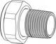 Verschraubung mit Schraubnippel, R 1/2, für flachdichtende Verbindung. Produkt von IMI Hydronic Engineering, illustrativ dargestellt in einem technischen Stil.